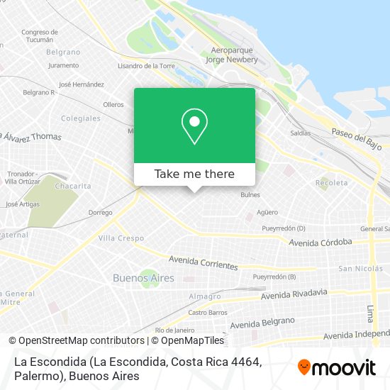 La Escondida (La Escondida, Costa Rica 4464, Palermo) map