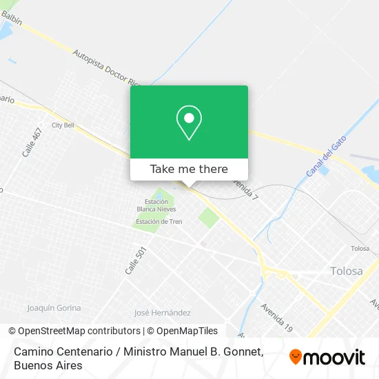 Mapa de Camino Centenario / Ministro Manuel B. Gonnet