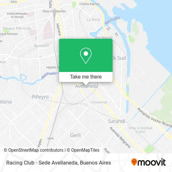 Mapa de Racing Club - Sede Avellaneda