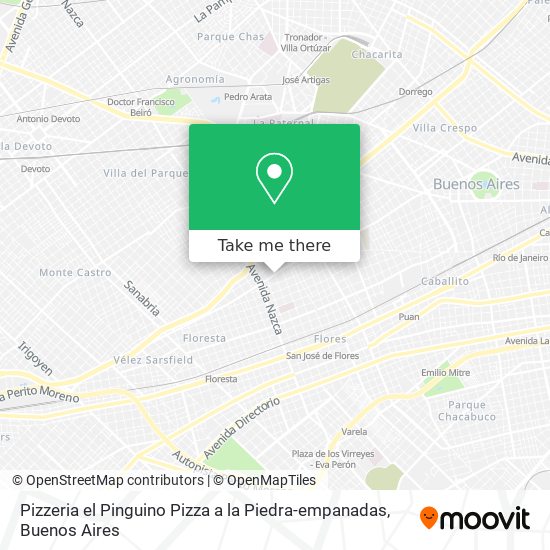 How to get to Pizzeria el Pinguino Pizza a la Piedra-empanadas in Distrito  Federal by Colectivo, Train or Subte?