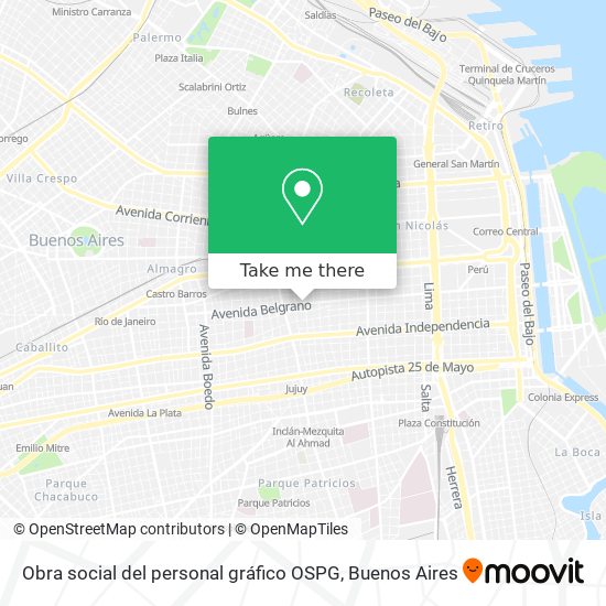 Mapa de Obra social del personal gráfico OSPG
