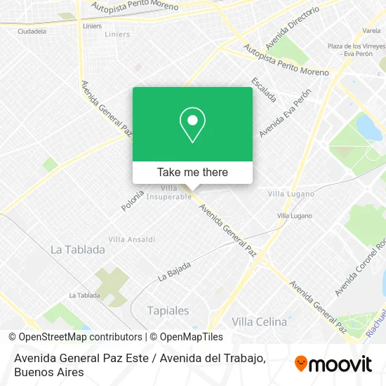 Mapa de Avenida General Paz Este / Avenida del Trabajo