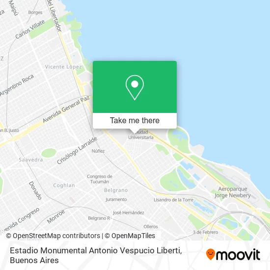 Mapa de Estadio Monumental Antonio Vespucio Liberti