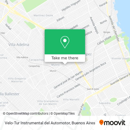 Mapa de Velo-Tur Instrumental del Automotor