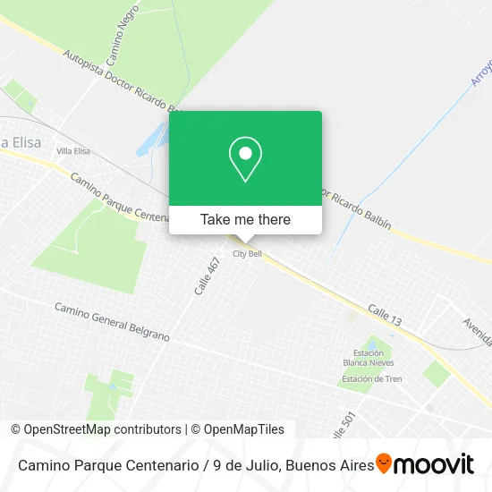 Mapa de Camino Parque Centenario / 9 de Julio