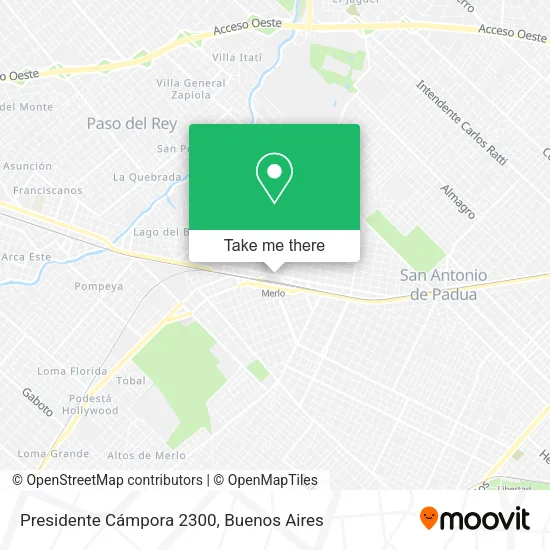 Mapa de Presidente Cámpora 2300
