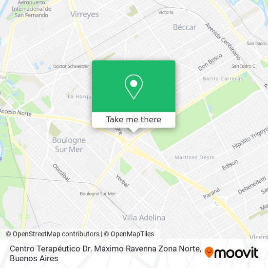 Mapa de Centro Terapéutico Dr. Máximo Ravenna Zona Norte