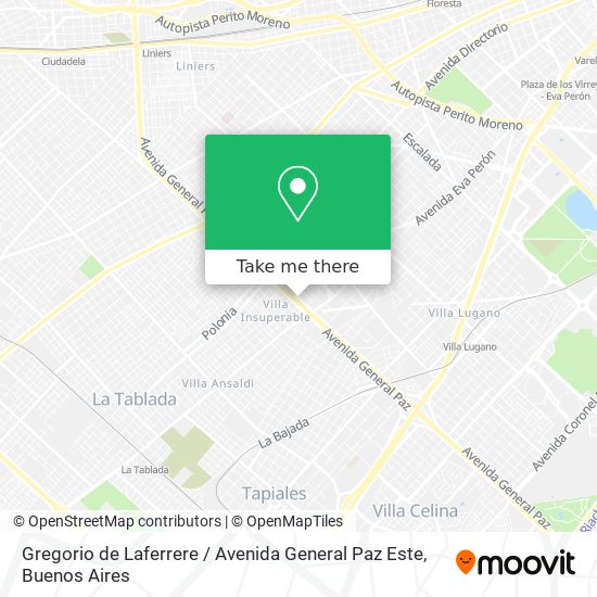 Gregorio de Laferrere / Avenida General Paz Este map