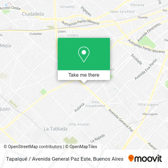 Mapa de Tapalqué / Avenida General Paz Este
