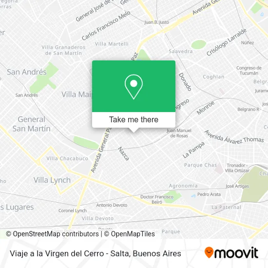 Mapa de Viaje a la Virgen del Cerro - Salta