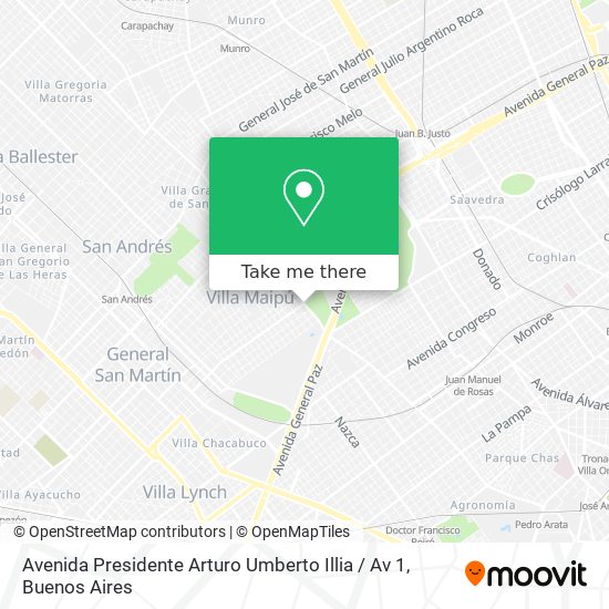 Mapa de Avenida Presidente Arturo Umberto Illia / Av 1