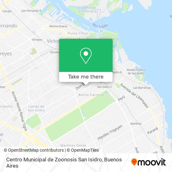 Mapa de Centro Municipal de Zoonosis San Isidro