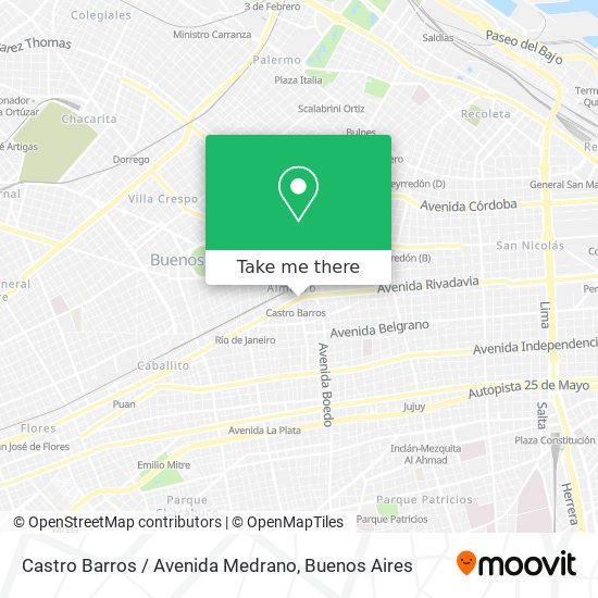 Mapa de Castro Barros / Avenida Medrano