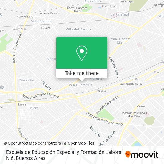 Mapa de Escuela de Educación Especial y Formación Laboral N 6