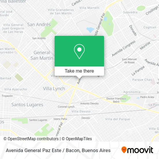 Mapa de Avenida General Paz Este / Bacon