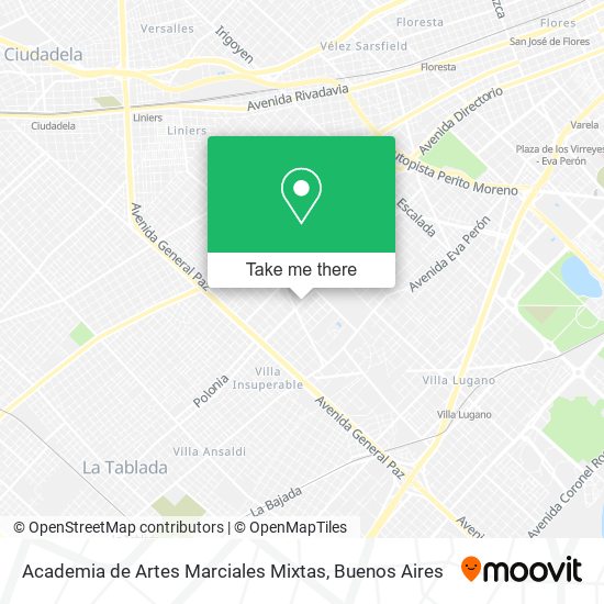 Mapa de Academia de Artes Marciales Mixtas