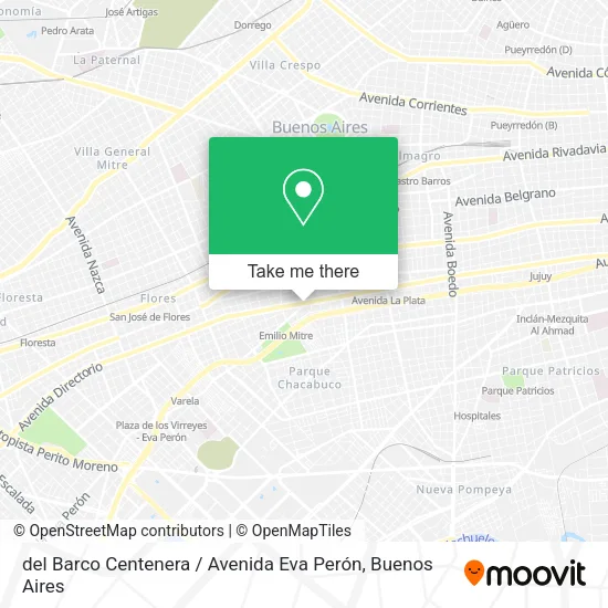 Mapa de del Barco Centenera / Avenida Eva Perón