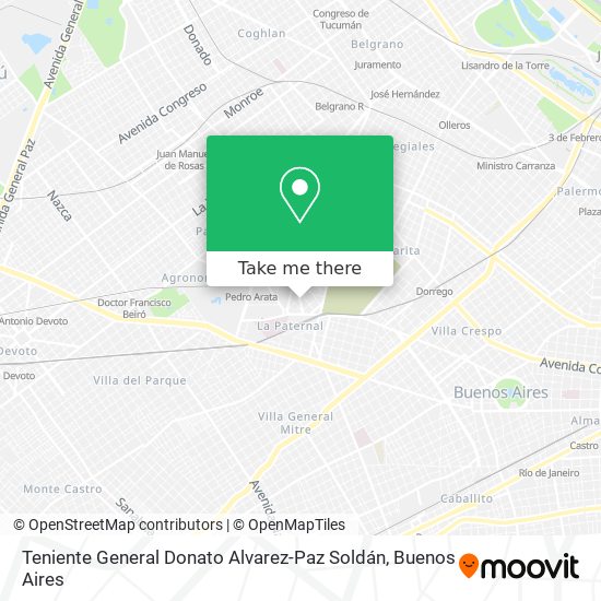 Mapa de Teniente General Donato Alvarez-Paz Soldán