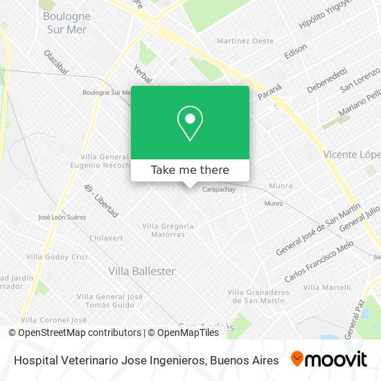 Hospital Veterinario Jose Ingenieros map
