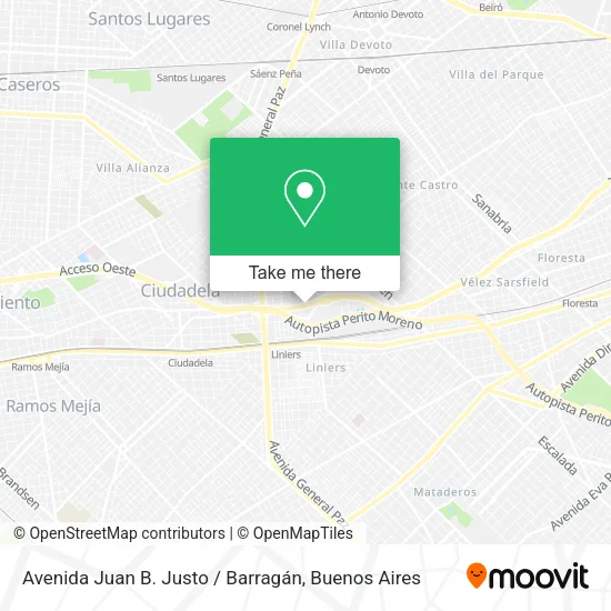 Mapa de Avenida Juan B. Justo / Barragán