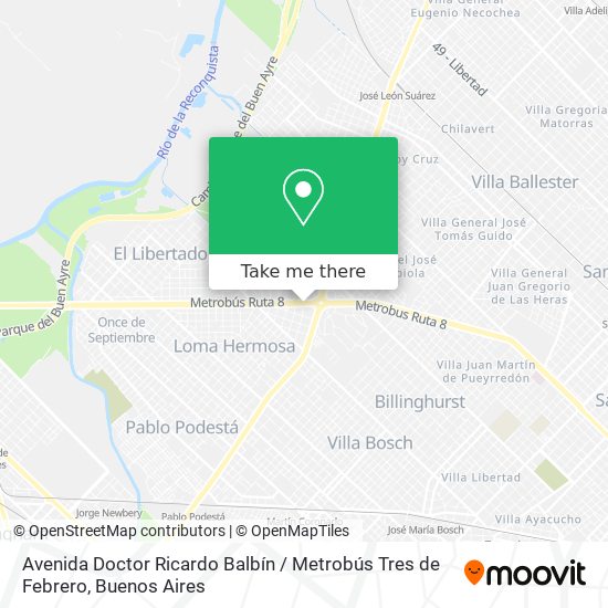 Avenida Doctor Ricardo Balbín / Metrobús Tres de Febrero map