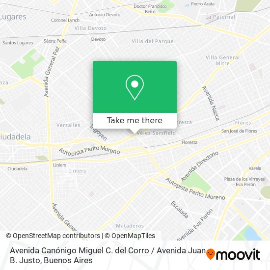 Avenida Canónigo Miguel C. del Corro / Avenida Juan B. Justo map