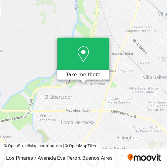 Los Pinares / Avenida Eva Perón map
