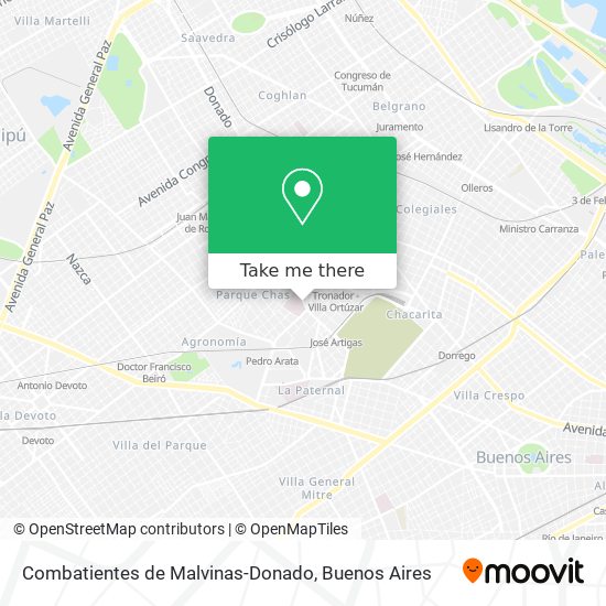 Combatientes de Malvinas-Donado map