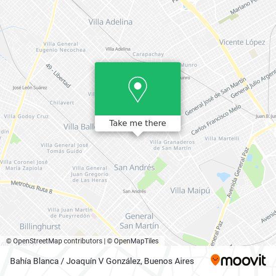Bahía Blanca / Joaquín V González map
