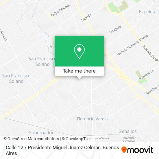 Calle 12 / Presidente Miguel Juárez Celman map