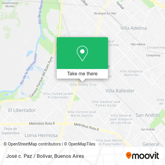José c. Paz / Bolívar map
