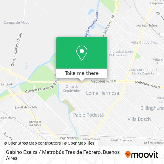 Gabino Ezeiza / Metrobús Tres de Febrero map