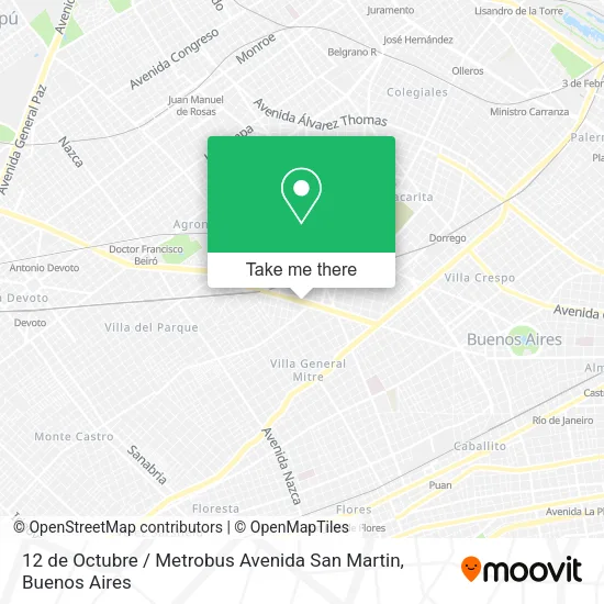 Mapa de 12 de Octubre / Metrobus Avenida San Martin