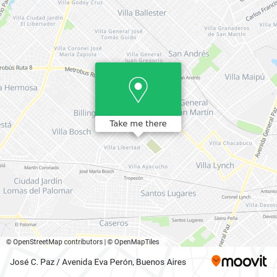 Mapa de José C. Paz / Avenida Eva Perón