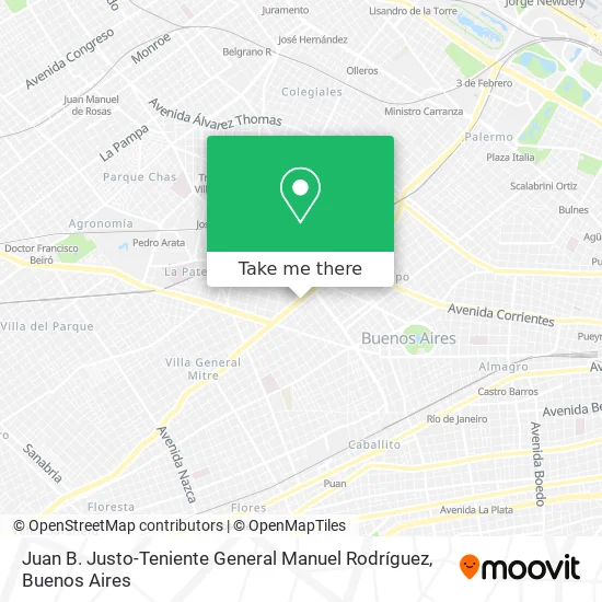 Mapa de Juan B. Justo-Teniente General Manuel Rodríguez