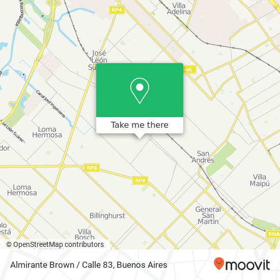 Mapa de Almirante Brown / Calle 83