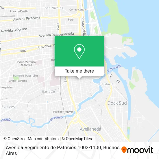 Mapa de Avenida Regimiento de Patricios 1002-1100