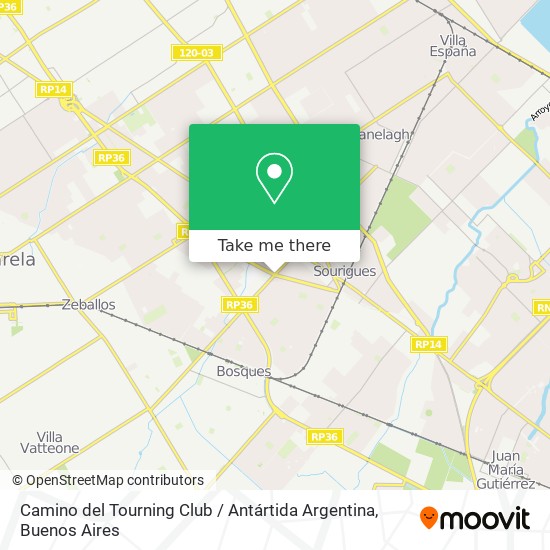 Mapa de Camino del Tourning Club / Antártida Argentina