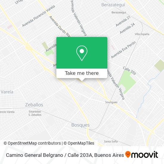 Camino General Belgrano / Calle 203A map