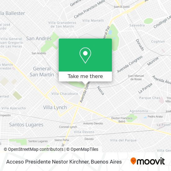 Mapa de Acceso Presidente Nestor Kirchner