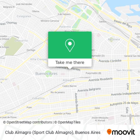How to get to Club Almagro (Sport Club Almagro) in Distrito Federal by  Colectivo, Train or Subte?