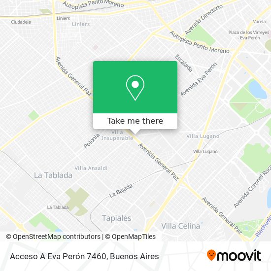 Acceso A Eva Perón 7460 map