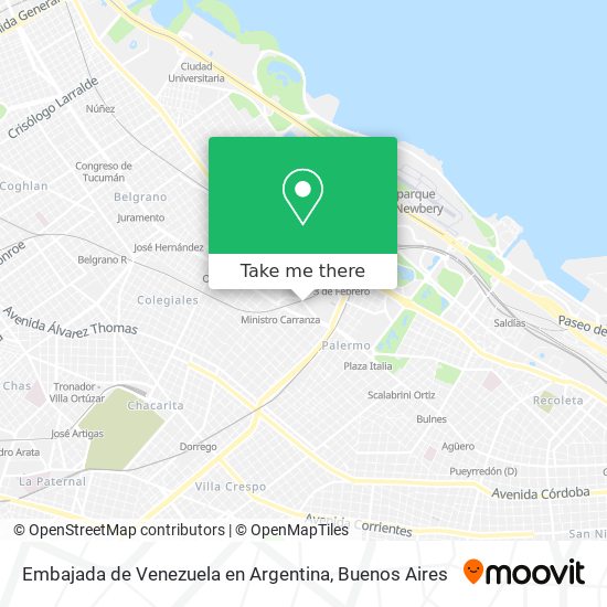 Mapa de Embajada de Venezuela en Argentina