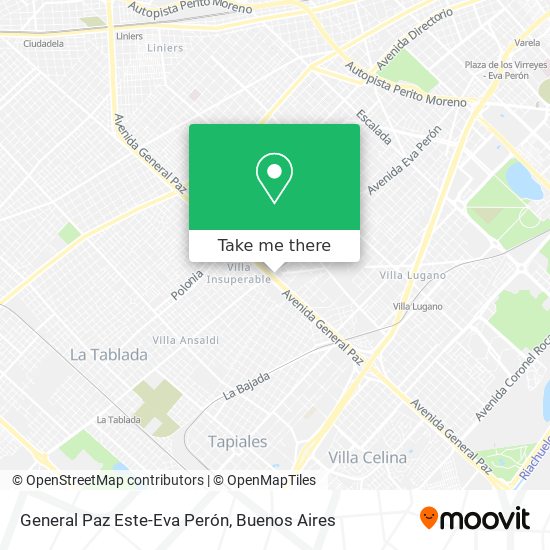 General Paz Este-Eva Perón map