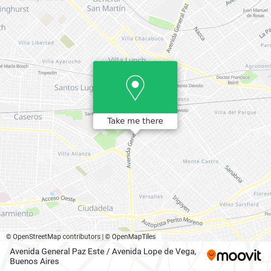 Mapa de Avenida General Paz Este / Avenida Lope de Vega