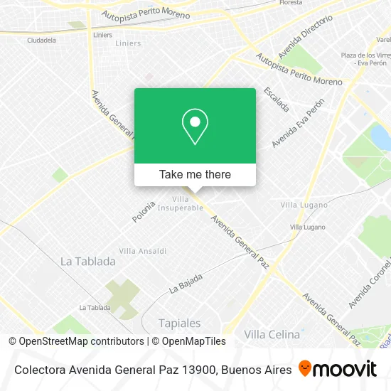 Mapa de Colectora Avenida General Paz 13900