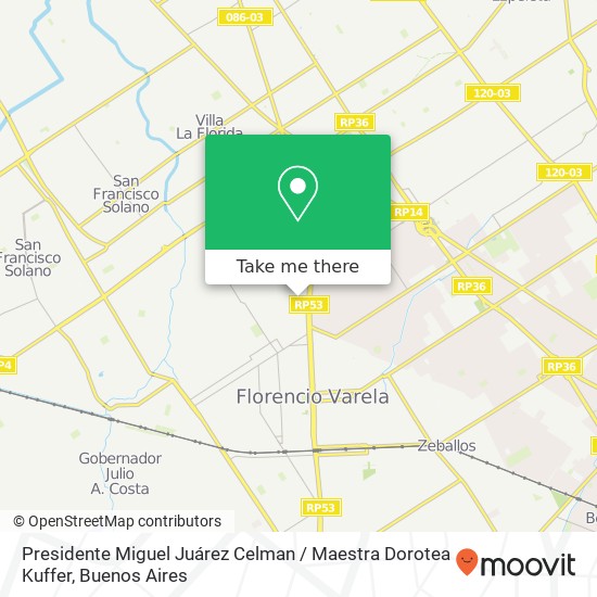 Presidente Miguel Juárez Celman / Maestra Dorotea Kuffer map