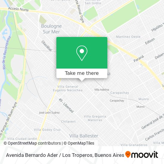 Mapa de Avenida Bernardo Ader / Los Troperos