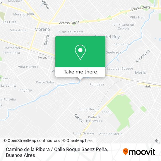 Mapa de Camino de la Ribera / Calle Roque Sáenz Peña