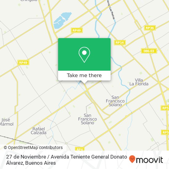 Mapa de 27 de Noviembre / Avenida Teniente General Donato Álvarez
